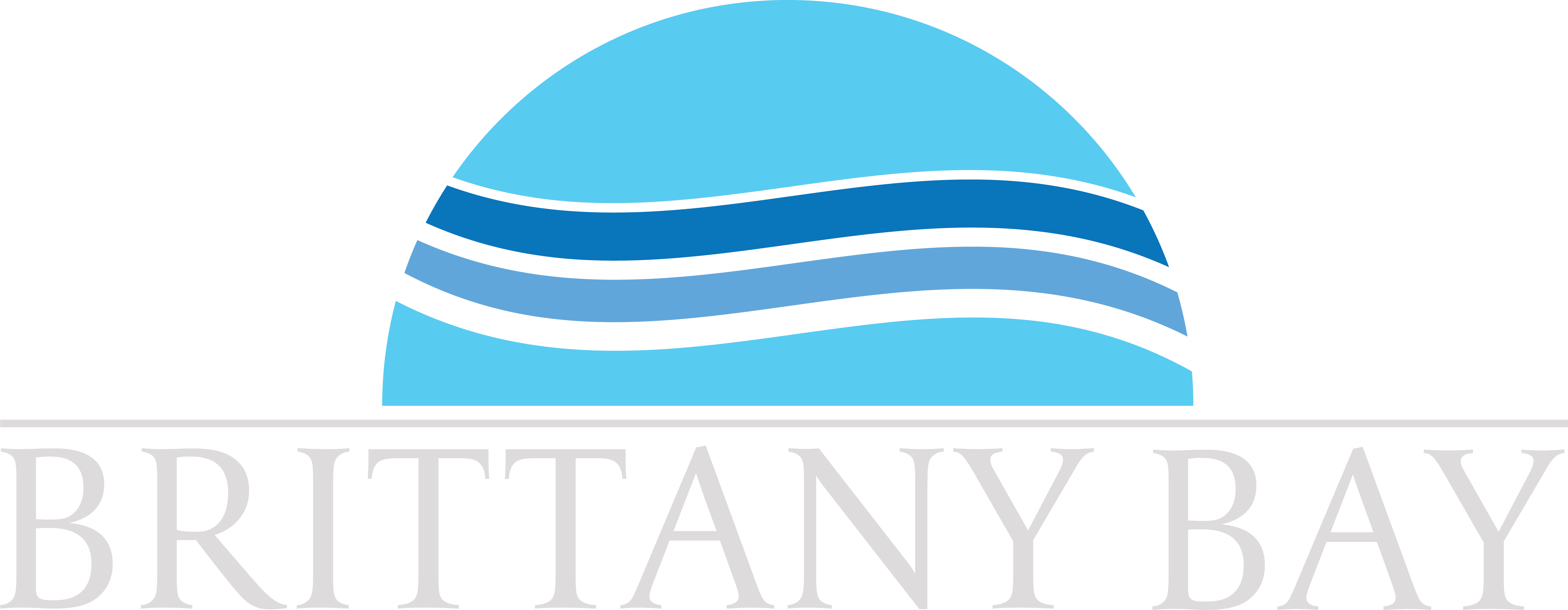 the logo for brittany bay is shown in a logo with a wave